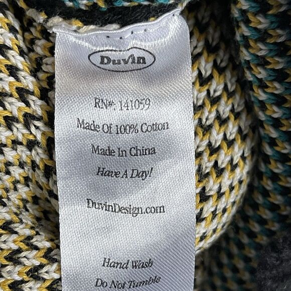 Duvin Sweater Mens L Black Beach Club Knit Pullover Two Sided‎ Graphic Design - Picture 9 of 14
